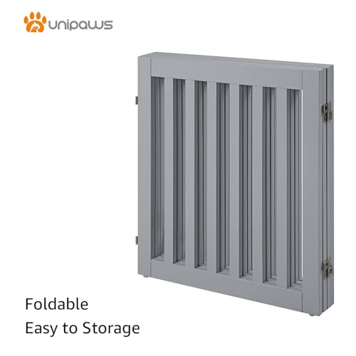 24”H Free Standing Pet Gate for Dog Cat (Gray / 80"W×24"H)