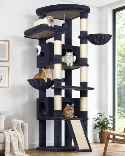 80in Tall Extra Large Heavy Duty Corner Cat Tree Tower (Dark Grey)