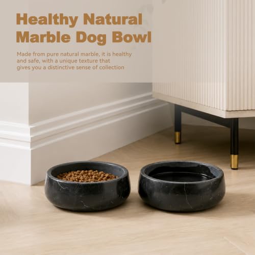 Black Marble Dog Bowl (Black)