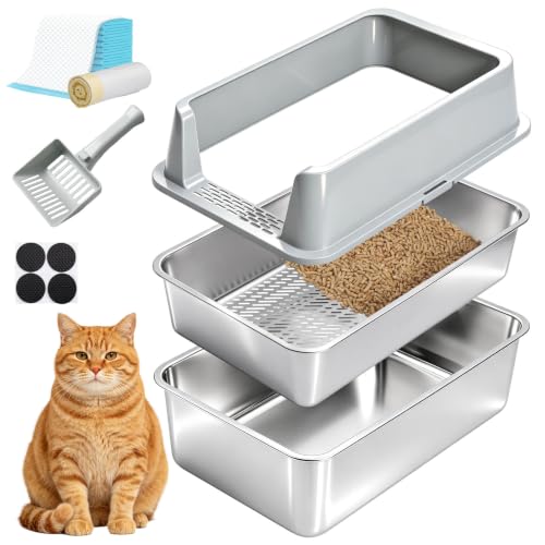 XL Stainless Steel Sifting Litter Box for Pine Pellets (Sifting)