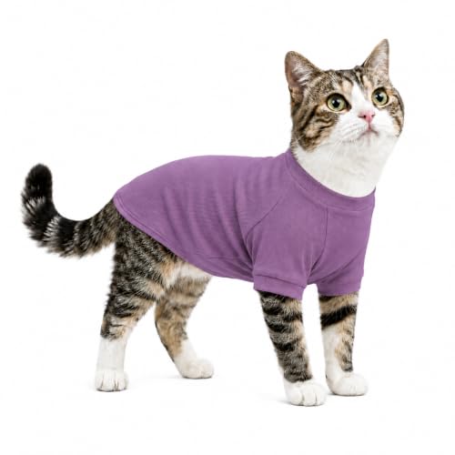Ribbed Dog T Shirt Cotton Knitted Dog Sweaters for All Season Pet T (XS (for Mini Dog) / Taro purple)