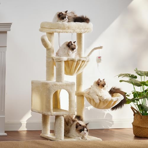Cat Tree 40" Tower with All (Beige / 39.4 inch)
