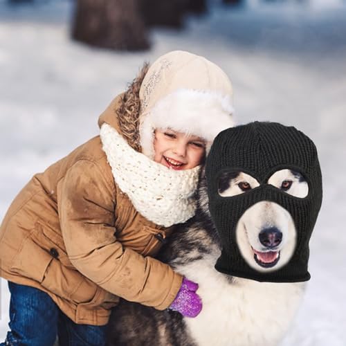 Dog Halloween Christmas Costume Ear Muffs Noise Protection Knitted Dogs Ears Warm Hats Dog Robbers & Thieves Mask Funny Pet Cosplay for Medium Large Pets (Black musk)