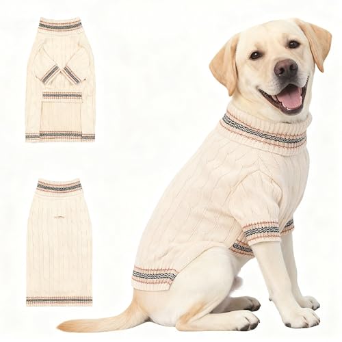 Small Medium Dog Sweater (Striped White / X-Large)