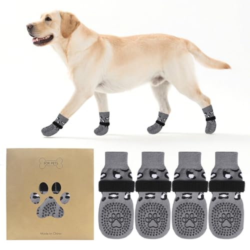 Dog Socks for Hot (Leopard Grey / Small (4 Pack))