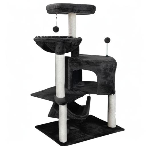 Cat Tree with Cat Condo and Big Hammock (39.4'' Dark grey)