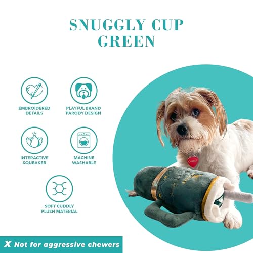 Snuggly Cup Plush Dog Toy Tumbler Parody Stuffed Chew Toy (Snuggly Cup (Green))