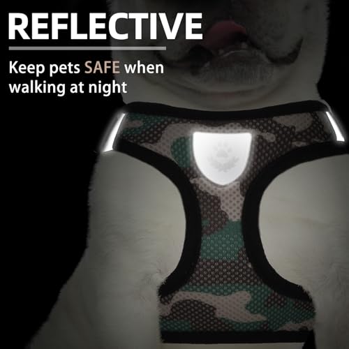 Dog Harness Collar and Leash Set No Pull for Small Medium Sized (Camouflage / M (CHEST 16"-18"))