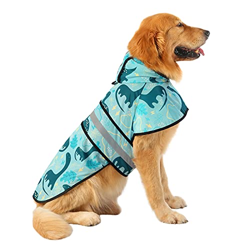 Dog Raincoat with Hood & Leash Hole S (X-Large / Dinosaurs)