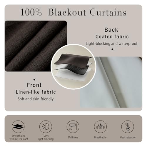 100% Self Adhesive Blackout Curtains (59"W x 72"L (Pack of 1) / Dark Brown)