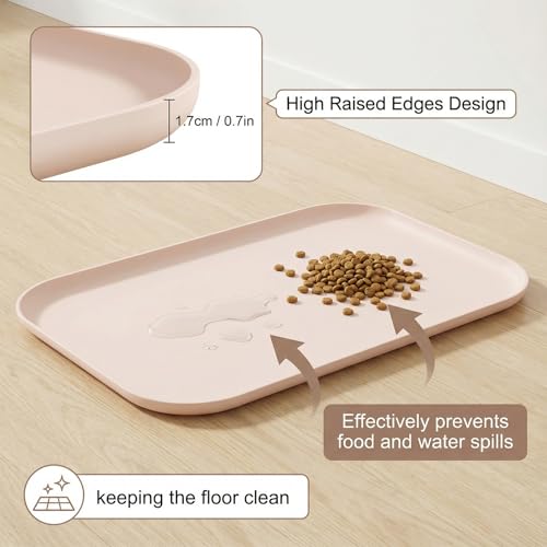 Non Slip Silicone Dog Food Mat for Food and Water (45 x 30 cm / Beige)