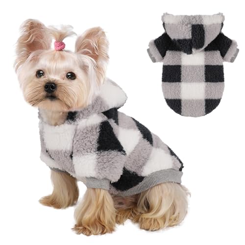 Dog Sweaters for Small Dogs (Small (Chest 14.6 in) / Black Grid)