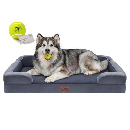 Waterproof Orthopedic Dog Bed for Extra Large Sized Dogs (48 x 30 x 9 in / Dark Grey)
