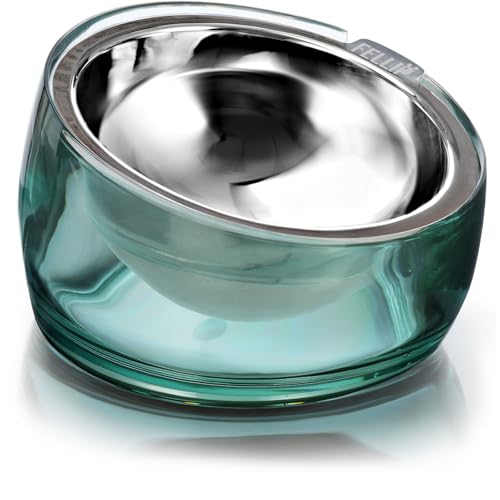 Oblik 15° Tilted Small Animal Bowls for Pet Food & Water 6 oz Stainless Steel Dish Removable (Classic / Mini Pet)