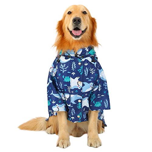 Premium 2 Layer Zip Dog Raincoat Poncho w (XXX-Large / Sharks)