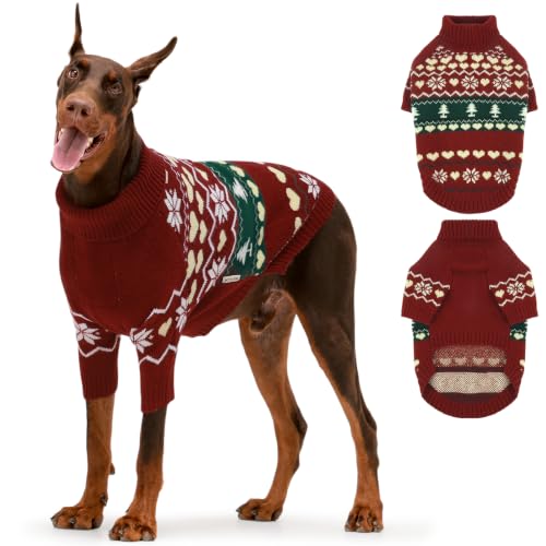 Warm Dog Sweater (Nordic Hearts-Red / XXX-Large)
