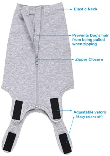 Dog Surgery Recovery Suit (2XL(Back 21- 23" Chest 26- 28" Weight 57- 80lb) / Grey)