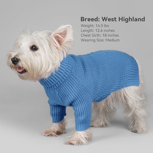 Dog Sweater Long Sleeve Warm Knit Sweaters for Small Dogs Boy Girl (Light Blue / Large)