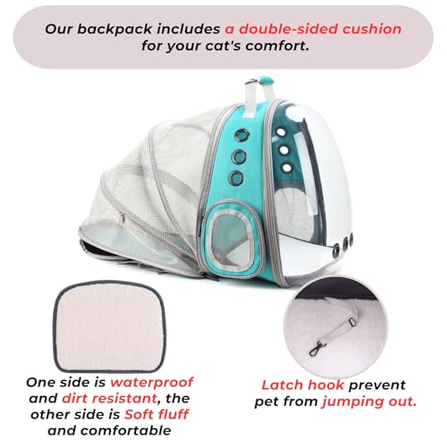 Cat Carrier Backpack (Back Expandable-Green)