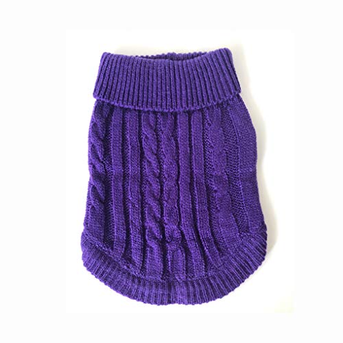 Dog Sweater Soft Warm Turtleneck Knitted Clothes for Small Medium Large Pet (Purple / Large)