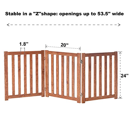 Wooden Free Standing Dog Gate 60" W x 24" H (Brown Oak / 60"W x 24"H)