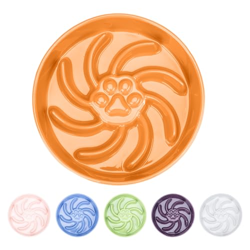Ceramic Slow Feeder Dog Bowl (Orange)