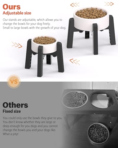 Dog Bowl Stand with Adjustable Width [2 Pack (H: 6.3''; W: 6.1-10.4'')