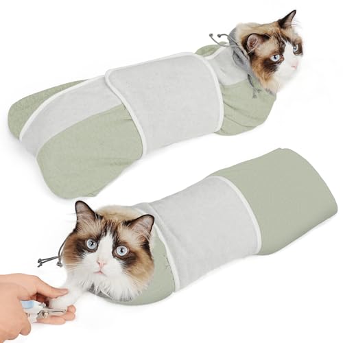 Cat Grooming Wrap for Cutting Nails (L: ( 18-24LB ) / Green)