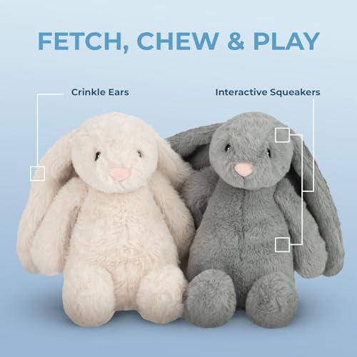 Bunny Buddy Squeaky Plush Dog Toy (Bunny (Beige) / Small)