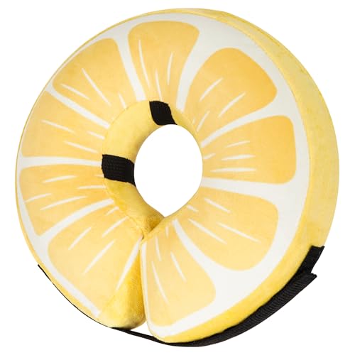 Inflatable Dog Cone Collar for Large Medium Small Dogs (Lemon / M+（neck 11"-14"）)