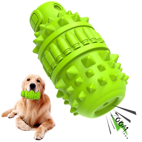 Natural Rubber Squeaky Dog Chew Toy for Large Aggressive Chewers (Green / Large（For 55–90lb dogs）)