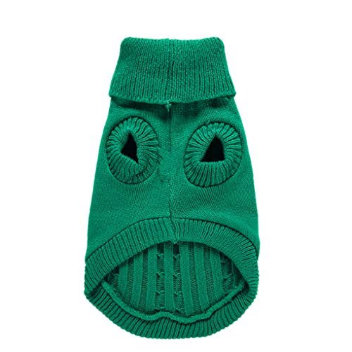 Dog Sweater Soft Warm Turtleneck Knitted Clothes for Small Medium Large Pet (Green / X-Small)