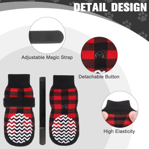 Anti Slip Dog Socks to Prevent Licking Paws for Hot Pavement (Red & Black / Large)