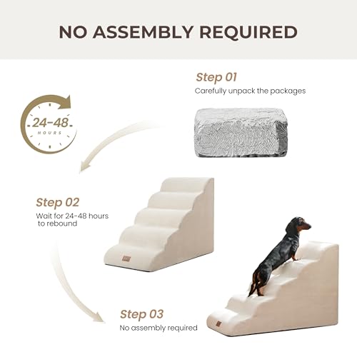 Dog Stairs for Small Dogs 22.6” H (Beige / 33"D x 15.7"W x 22.6"H)
