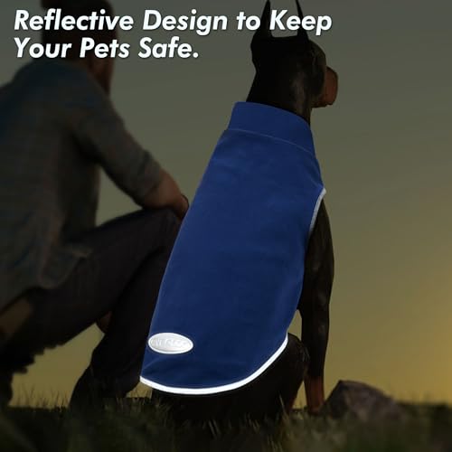 2 Pack Fleece Dog Sweater Pullover Vest with Reflective Stripe (X-Large / Blue & Mist Blue)