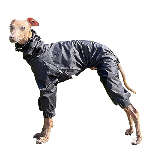D Doggy Star Italian Greyhound Raincoat Waterproof Jacket Windbreaker Clothes Whippet for Dog (3XL - Chest 22.83" / 30.9 lb / Raincoat Black)