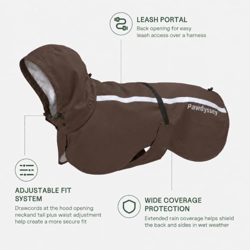 Stretch Fabric Dog Raincoat with Hood (Brown / X-Large)