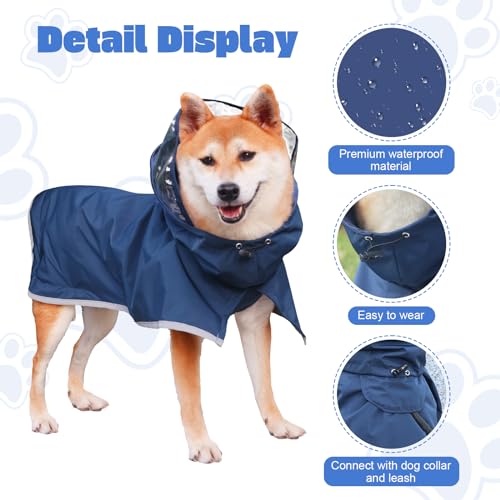 Dog Raincoat Water Resistant (Dark Blue / XX-Large)
