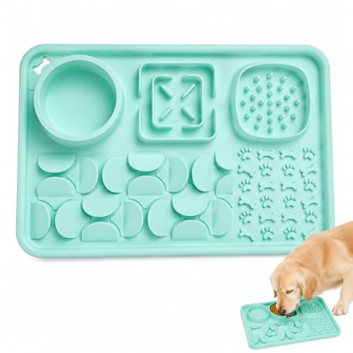 Silicone Dog Slow Feeder Lick Mat with Suction Cups (mint green)