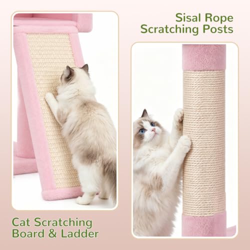 F70 Pro Pink Heavy Duty Cat Tree Tower for Indoor Large Cats (70inch / Pink)