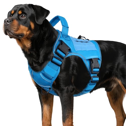 Blue Tactical Dog Harness for Large Dogs (Blue / X-Large: 70-120 lbs (Chest:29-39",Neck:21-26"))