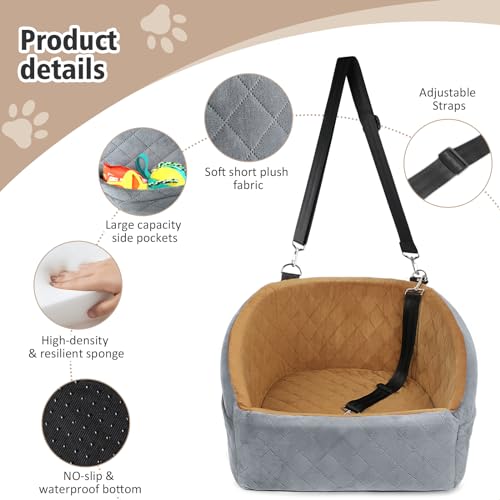 Dog Car Seat for Small Medium Dogs (Grey/brown)
