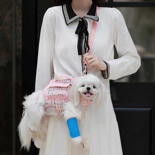 Dog Lift Harness Dog Carrier Sling for Small Dogs & Cats (X-Small(2-5 LBS) / 2.0 Pink)