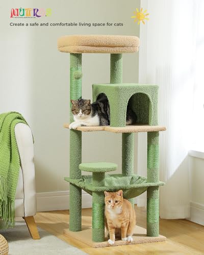 45.7" Cactus Cat Tree with Hammock (Green / 45.7in)