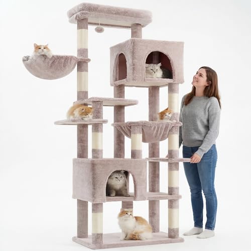 Cat Tree, 76-Inch Tall Heavy Duty Cat Tower for Big Cats HCT039MU (Rosy Brown / 76.8 inch)