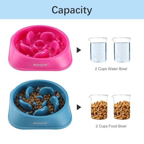 2 Pack Slow Feeder Dog Bowls (C-Purple&DarkBlue / Medium)