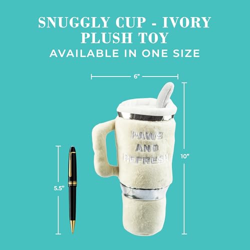 Snuggly Cup Plush Dog Toy Tumbler Parody Stuffed Chew Toy (Snuggly Cup (Ivory))