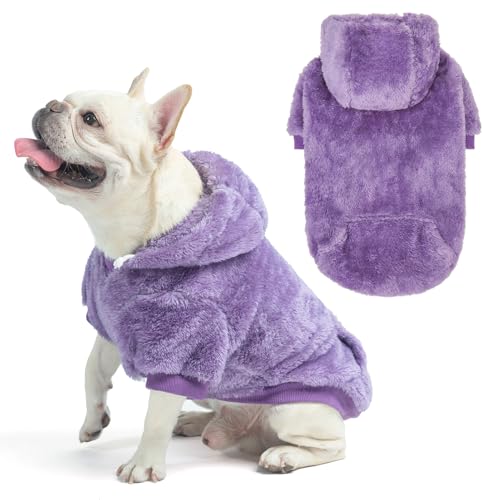 Fleece Dog Sweaters Hoodie for Small Medium Large Dogs Girls Boys (Medium / Purple)