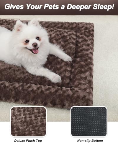 Washable Dog Bed Mat Large Size Fluffy Pet Crate Pad 48x30 XXL (Brown / 48.00" x 30.00" x 1.50")