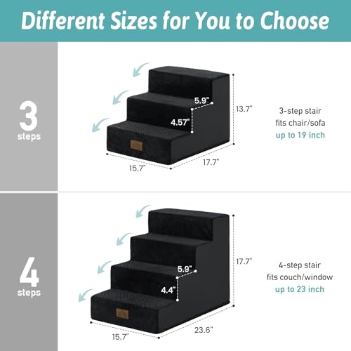 Dog Stairs for Small Dogs (Black / 15.7x23.6x17.7 inch)